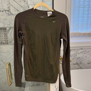 Nike Dark Green Long Sleeve Performance Shirt